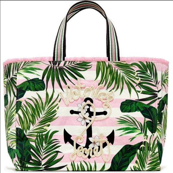VS Tropical Palm Tree Nautical Canvas Tote Bag - Picture 3 of 7